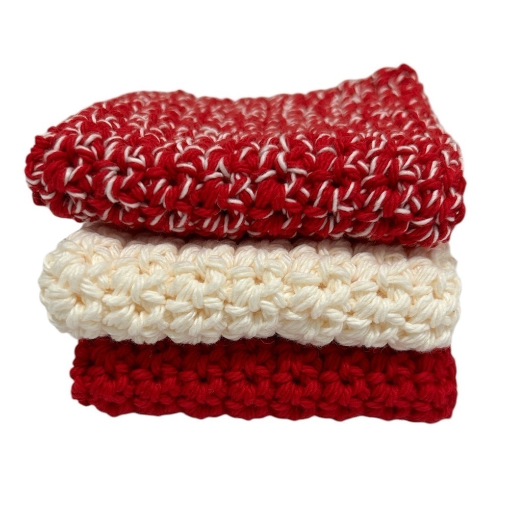 Hand Crocheted Washcloth/Dishcloth - Set of 3